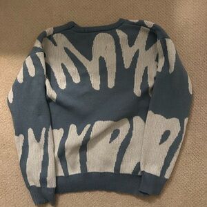 Abstract Patterned Sweater - Blue and White